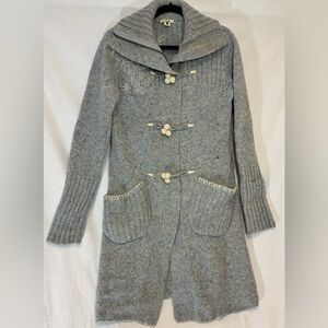 Vintage Alix K Zip Up Wool Blend Cardigan Sweater Toggle Buttons Women's Size L